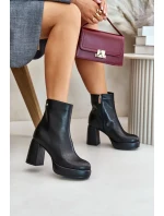 Členkové topánky s prírodným koženým podpätkom GOE čierne Členkové topánky s prírodným koženým podpätkom GOE čierne