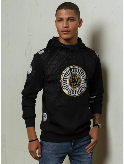 Pánská mikina s kapucí s potiskem černá Dstreet model 21968206 - FashionStreet