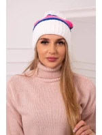 Dámska čiapka Kinga K297 biela+sivá+svetlo ružová