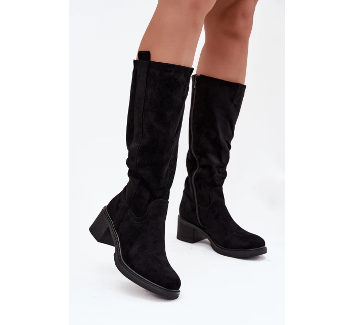 Dámské kozačky na blok Eko semiš černé Darisse Dámské kozačky na blok Eko semiš černé Darisse