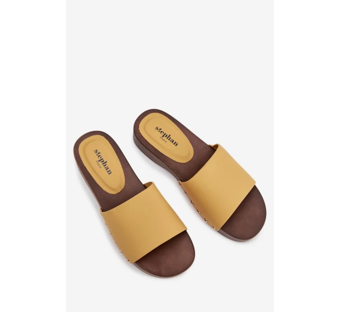 Dámské pantofle s cvoky žluté Terissa