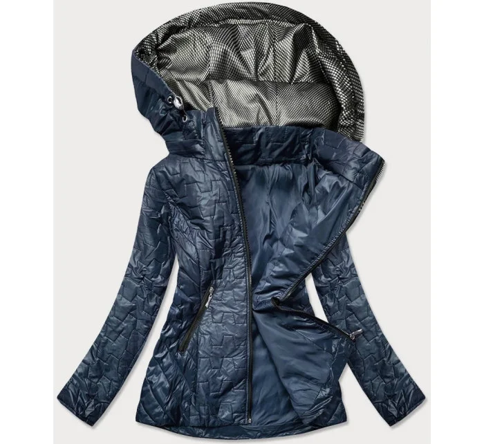 Tmavomodrá dámska bunda s prešívaním (BR0121)