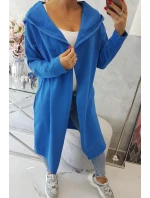 Dlhý kabát s kapucňou nevädzovo modrý