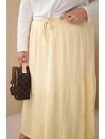 Dámská sukně plus size z  s volánem a gumou žlutá model 22141112 - K-Fashion