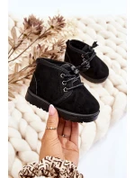 Dívčí šněrovací Sněhové Boty S Kožešinou černé model 21545035 - Boto