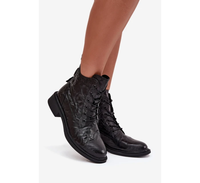 Botki Damskie Z Naturalnej Skóry Ocieplane Artiker 57C1006 Czarne