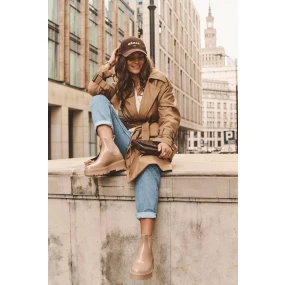 Lakované kožené boty na platformě Big Star Béžová