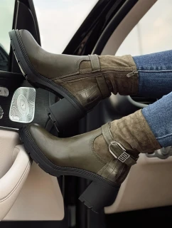 Dámske čižmy NOIRSTEP na podpätku zelené FashionStreet ZY0525