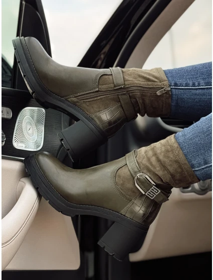 Dámské boty na podpatku zelené Dstreet model 21981421 - FashionStreet