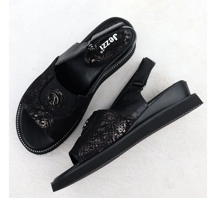 Dámske vyvýšené sandále s gumou čierne Jezzi RMR2267-2