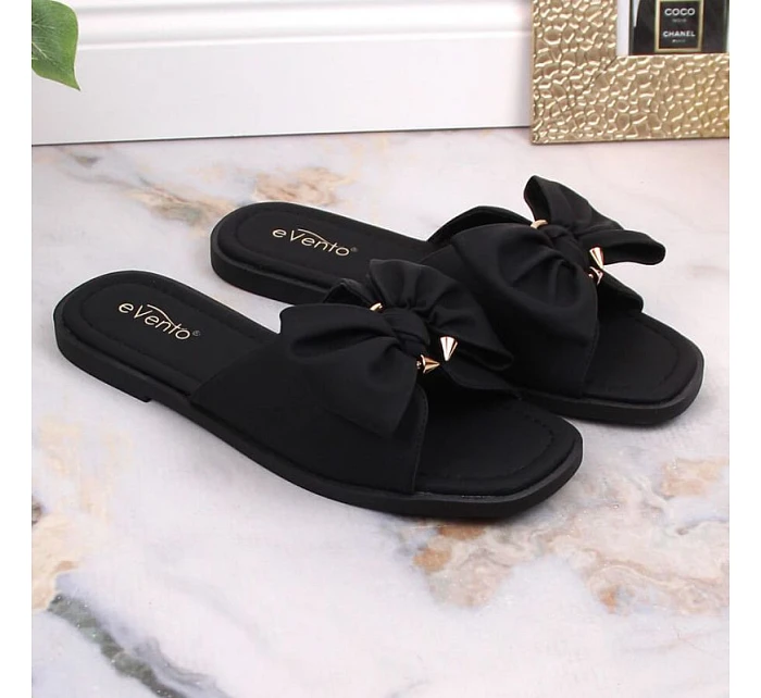 Dámské ploché žabky s mašlí černé eVento model 22096558