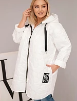 Dámska nadrozmerná prešívaná bunda s kapucňou a HOPE White