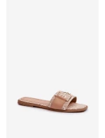 Lesklé Dámské Žabky S Ozdobou Beige model 21660668 - Boto