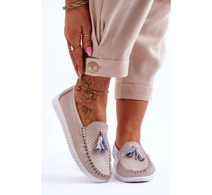 Dámské prolamované kožené mokasíny Světle růžové Lanzarot Dámské prolamované kožené mokasíny Světle růžové Lanzarot