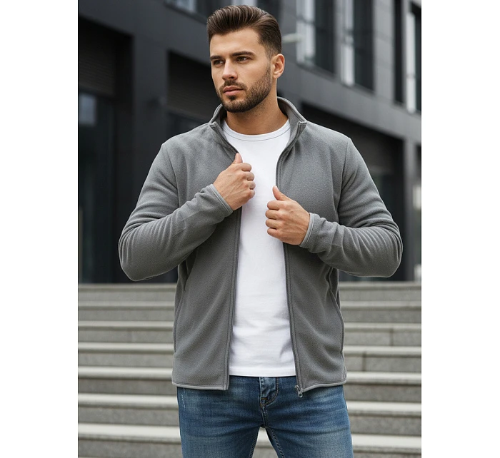 Pánska svetlosivá mikina na zips FashionStreet BX4773