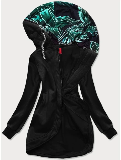 Čierna dámska dlhá mikina na zips (AMG815) Čierna dámska dlhá mikina na zips (AMG815)