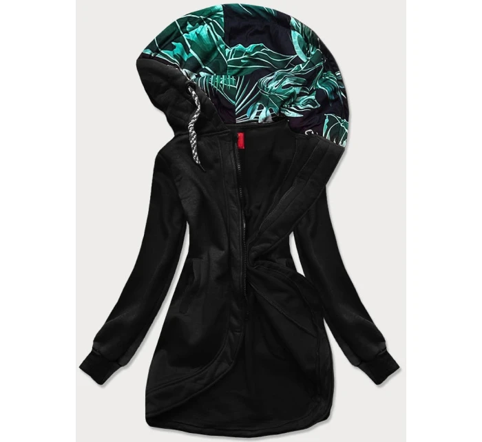 Čierna dámska dlhá mikina na zips (AMG815) Čierna dámska dlhá mikina na zips (AMG815)