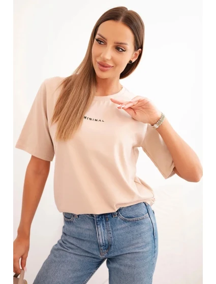 Dámska bavlnená blúzka s potlačou Minimal beige Dámska bavlnená blúzka s potlačou Minimal beige