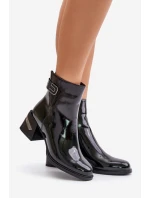 Lakované Boty Na Podpatku Zateplené Černé model 21671864 - S.Barski