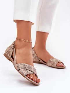 Skórzane Sandały Płaskie Maciejka 04614-25 Złote