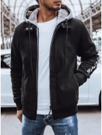 Pánska zateplená mikina s potlačou čierna FashionStreet BX5613