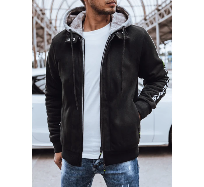 Pánska zateplená mikina s potlačou čierna FashionStreet BX5613