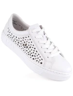 Pohodlné kožené topánky Rieker W RKR641 white