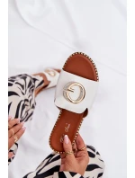 Eko Kožené Ploché Sandály Dámské S Dekorativním Detalem Bílé model 21687720 - Boto Eko Kožené Ploché Sandály Dámské S Dekorativním Detalem Bílé model 21687720 - Boto