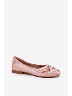 Damskie Skórzane Baleriny Maciejka 01358-51 Różowe