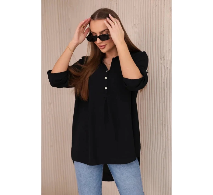 Blúzka s predĺženým zadným dielom 27975 čierna - Kesi Blúzka s predĺženým zadným dielom 27975 čierna - Kesi
