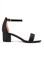 Výborné čierne dámske sandále na širokom podpätku