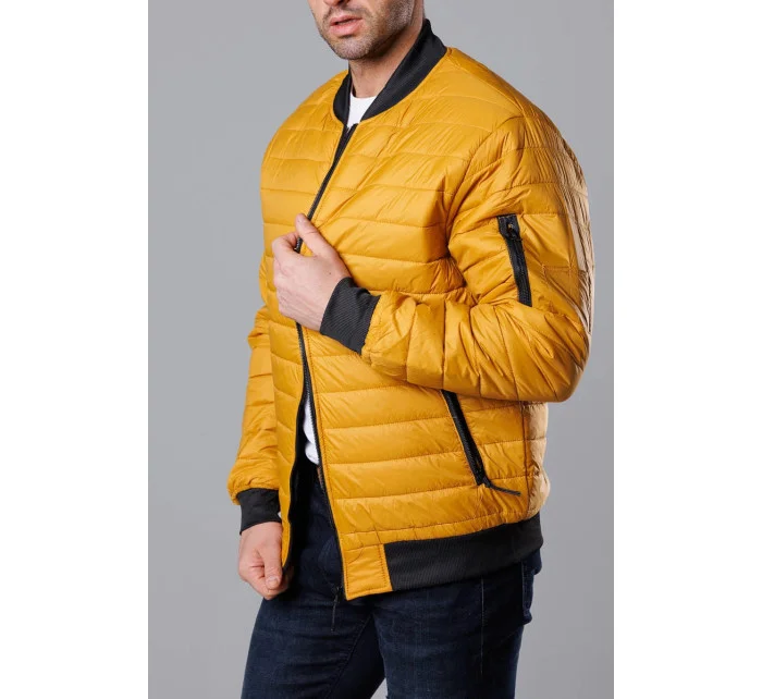 Tmavo žltá pánska prešívaná bunda typu "bomber" (MY02-23)