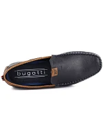 Pánské tmavě modré kožené mokasíny model 22072474 - Bugatti