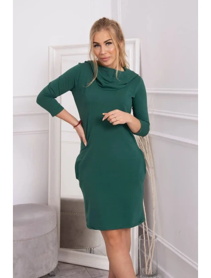 Šaty s kapucňou a vreckami zelené