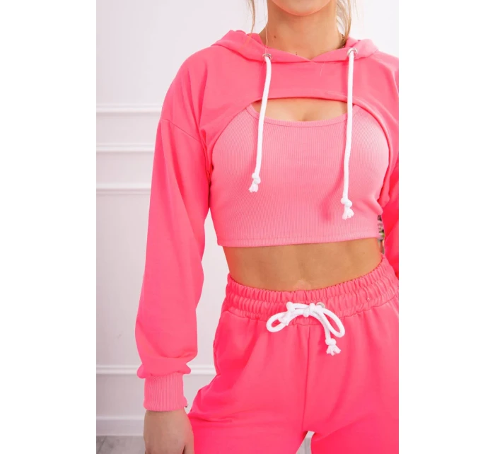 Bavlnená 3dielna sada ružová neónová