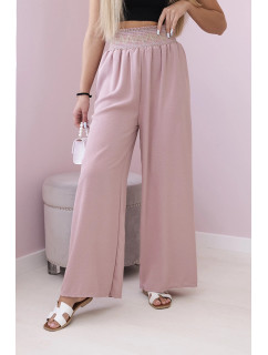 Kalhoty s širokým elastickým pasem tmavě růžová