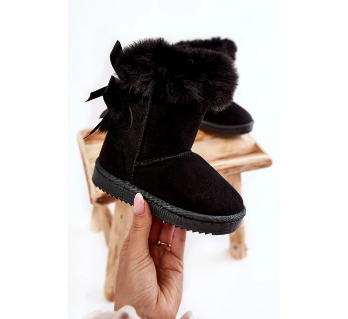 Dětské Teplé Sněhule Semišové s Černe model 21597169 - Boto Dětské Teplé Sněhule Semišové s Černe model 21597169 - Boto