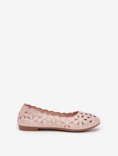 Ażurowe Balerinki Dziecięce Z Brokatem Różowe Zindira