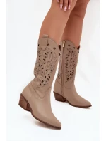 Kožené Kozačky S Svrškem Tmavě Béžové Zazoo model 21704060 - Boto