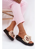 Dámské Sandály Kůže Mašle  Zlaté model 22133732 - S.Barski