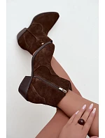 Dámské kožené kotníkové boty na podpatku Big Star model 22349479 Camel - Big Star Shoes Dámské kožené kotníkové boty na podpatku Big Star model 22349479 Camel - Big Star Shoes