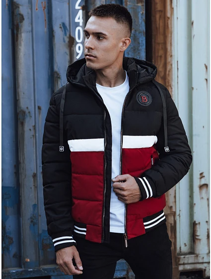Kurtka zimowa męska pikowana z kapturem czarna FashionStreet TX4868 Kurtka zimowa męska pikowana z kapturem czarna FashionStreet TX4868