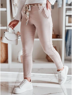 Dámské látkové chinos kalhoty s páskem světle růžové Dstreet model 21986185 - FashionStreet