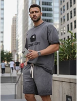 Pánska letná tepláková súprava s potlačou šedá FashionStreet AX0819
