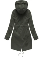 Dámská zimní bunda parka v army barvě s kapucí a odepínací kožešinovou podšívkou model 21242121 - Libland