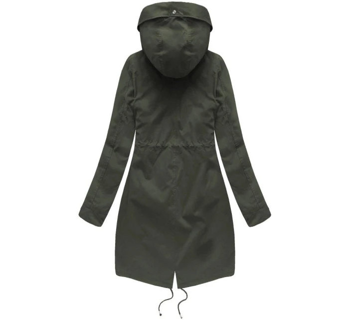 Dámská zimní bunda parka v army barvě s kapucí a odepínací kožešinovou podšívkou model 21242121 - Libland