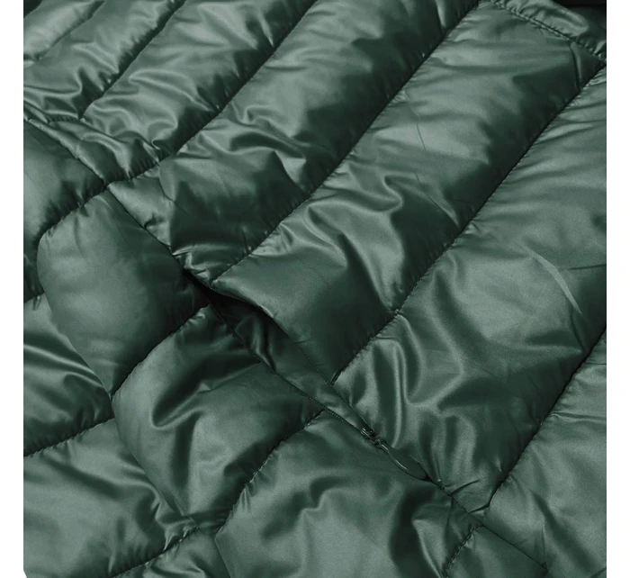 Tmavě zelená krátká dámská bunda s stahovacími lemy model 21791781 - MINORITY Tmavě zelená krátká dámská bunda s stahovacími lemy model 21791781 - MINORITY