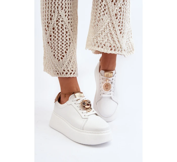 Dámské kožené tenisky model 21647474 bílé - CheBello