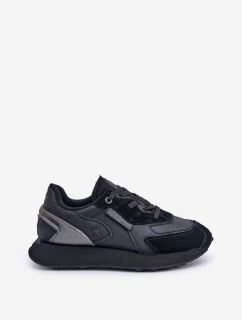 Skórzane Sneakersy Męskie Big Star OO174297 Hi-Poly System Czarne