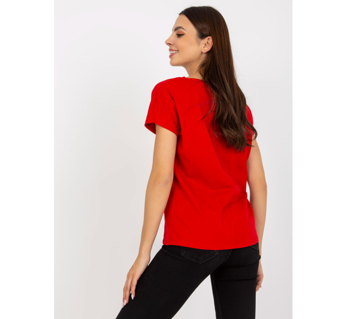 Základné červené dámske bavlnené tričko